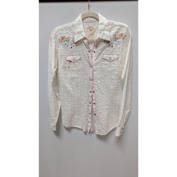 Twenty X Ivory Embroidered Button-Down Blouse - Picture 1 of 2